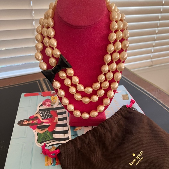 Kate spade statement necklace with bow and original duster bag - Picture 1 of 5